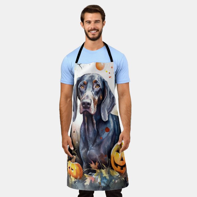 Tablier Bluetick Coonhound Halloween avec citrouilles effr (Porté)