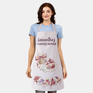 Tablier Blush Pink Patisserie Café Branding Aquarelle