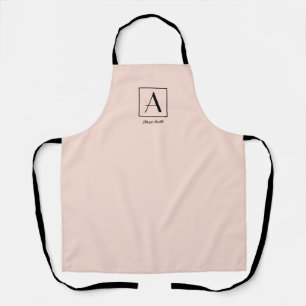 Tablier Blush Rose Féminin Monogramme Initial Script Chic