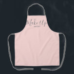 Tablier Blush rose Make Up Artiste Gris écriture manuscrit<br><div class="desc">Montrez votre style en portant ce Blush Pink Make Up Artist Grey Handwriting Script Apron. Ce design minimaliste élégant a tendance à écrire à la main texte "maquiller" sur le centre avant de l'tablier rose pâle personnalisable. Le mot "artiste" est en lettres gris clair. Cliquez sur l'option Personnaliser le modèle...</div>