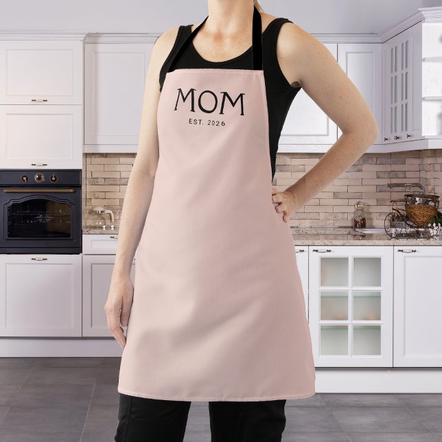 Tablier Blush Rose Typographie Classique Maman Établi (Créateur téléchargé)