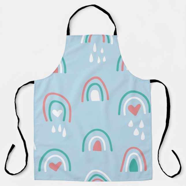 Tablier Bohemian hand drawn seamless pattern with rainbow  (Recto)