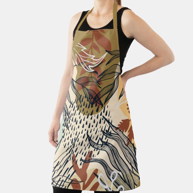 Tablier Boho Brown et Feuilles de crème (Insitu)