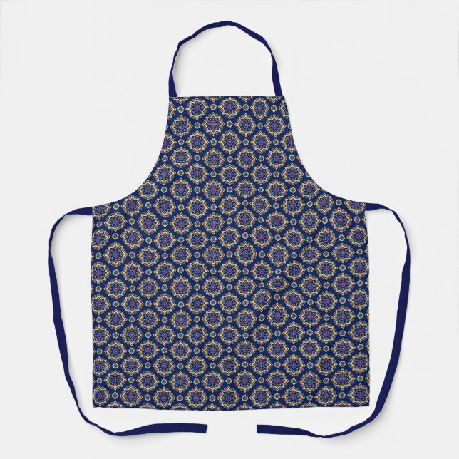 Tablier Boho Chic géométrique motif floral (Recto)