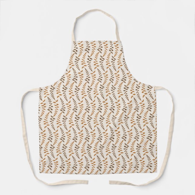 Tablier Boho Cream Fern Strings - motif sans soudure. (Recto)