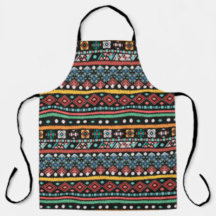 Tablier Boho ethnique : impression de pixels géométriques