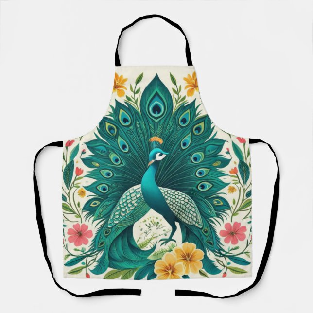 Tablier Boho Floral Peacock (Recto)