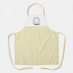 Tablier Boho jaune vichy personnalisé Maman année de créat