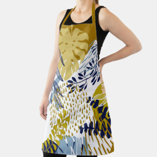Tablier Boho Navy, Gold et Blue Feuilles