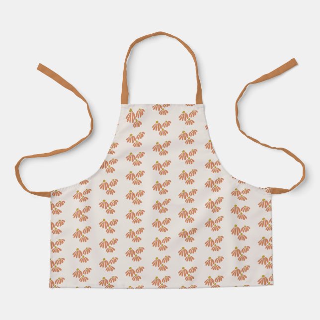 Tablier Boho Orange Fleurs Enfants Apron (Recto)