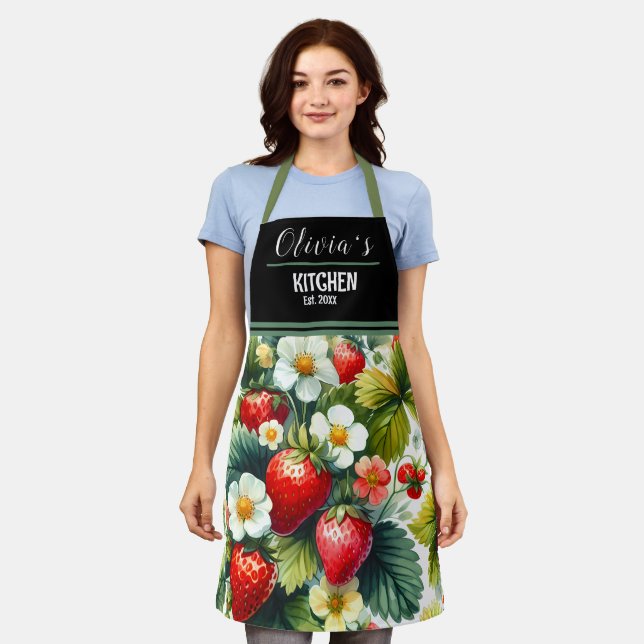 Tablier Boho Strawberry Apron - Conception florale personn (Porté)