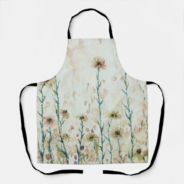 Tablier Boho Vintage Beige Fleurs Sauvages (Recto)