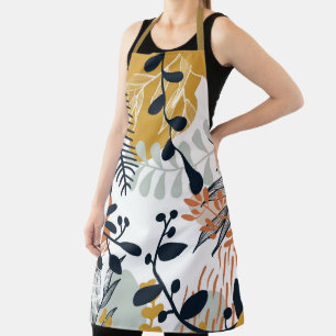 Tablier Boho White et Feuilles de la Marine