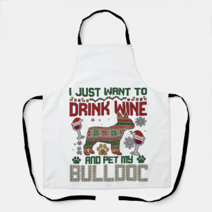 Tablier Boire du vin Bulldog Chien Sweat-shirt hideux Chap