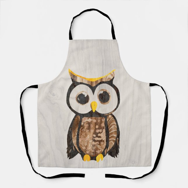 Tablier Bois - Chouette - Owl (Recto)