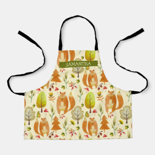Tablier Bois mignon renard d'automne arbres Motifs Whimsic