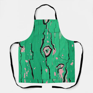 Tablier Bois Néon Vert Pop Art Grain Abstrait Écorce