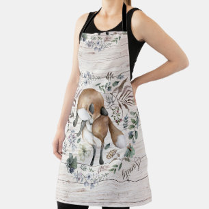 Tablier Bois vieilli Nom du monogramme Floral Fox