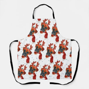 Tablier Boîte à chien mignonne avec bois de renne Noël