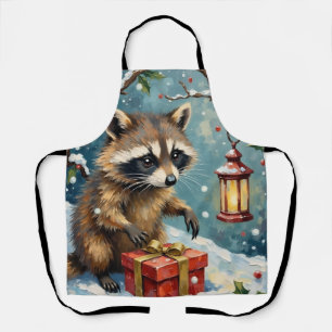 Tablier Boîte de Noël Art Vintage Raton Laveur Ouverture