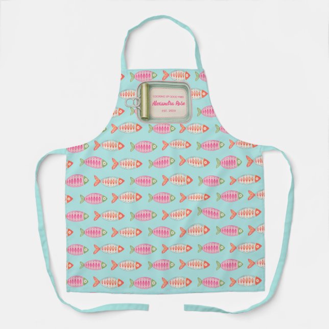 Tablier Boîte de poisson d'été côtier nom personnalisé (Recto)