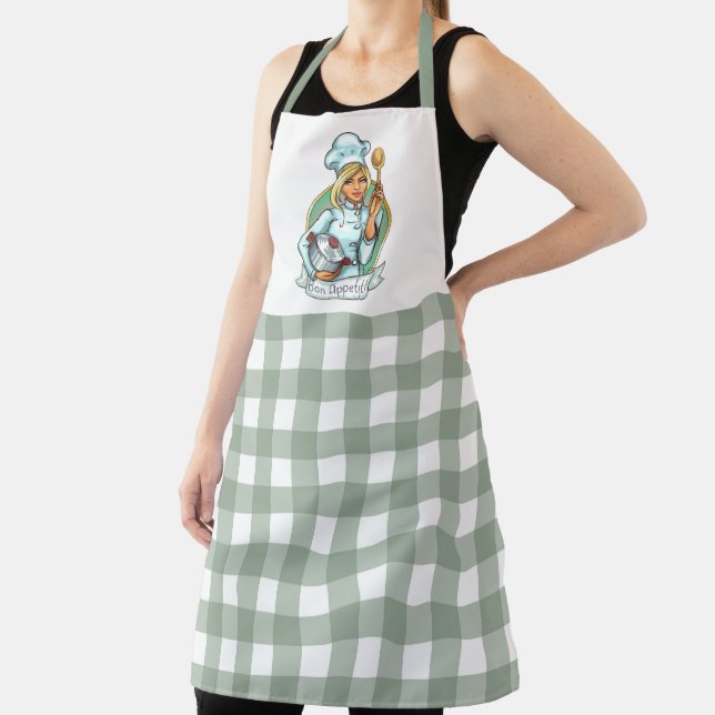 Tablier Bon Appetit Chef avec En vichy Motif (Insitu)