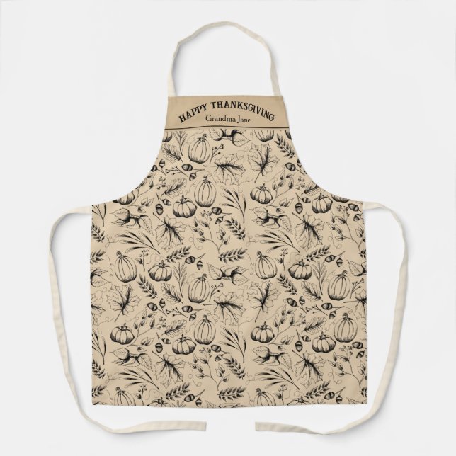 Tablier Bon thanksgiving d'or Automne Harvest Custom (Recto)