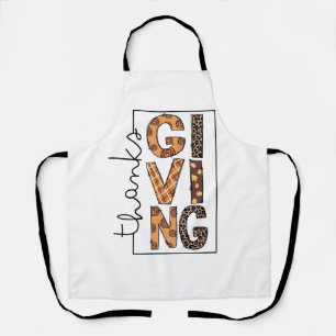 Tablier Bon thanksgiving Empreinte de léopard Rainbow Turq