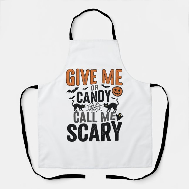 Tablier Bonbons d'Halloween ou Appelez-moi Épouvantable Gr (Recto)