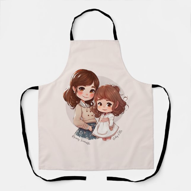 Tablier Bond adorable maman et fille (4) (Recto)