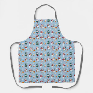 Tablier Bonhommes de neige de Noël sur la glace motif de v