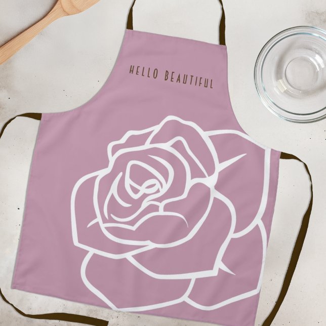 Tablier Bonjour Belle - Rose Rose Moderne Chic (Créateur téléchargé)