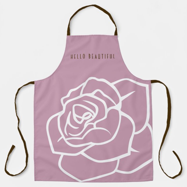 Tablier Bonjour Belle - Simple Rose Rose Fleur Rose Modern (Recto)