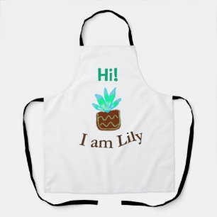 Tablier Bonjour Je suis Lily cactus succulent ajouter nom