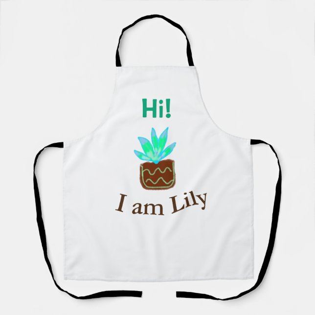 Tablier Bonjour Je suis Lily cactus succulent ajouter nom  (Recto)