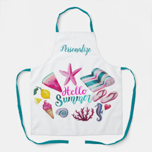 Tablier Bonjour la vie océanique estivale, pastèque, glace