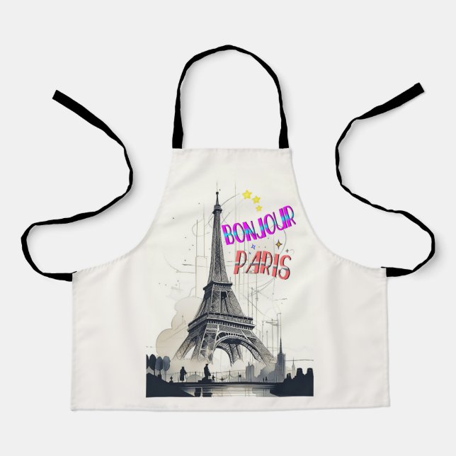 Tablier Bonjour Paris coloré (Recto)