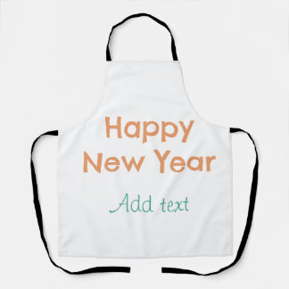 Tablier Bonne année orange vert nom date moderne rétro