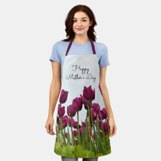Tablier Bonne fête des mères, tulipes,