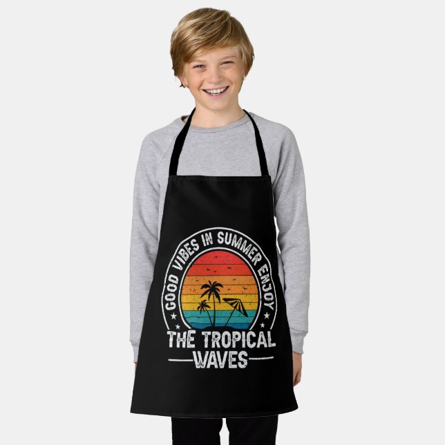 Tablier Bonnes Vibrations Été Vagues Tropicales (Porté)