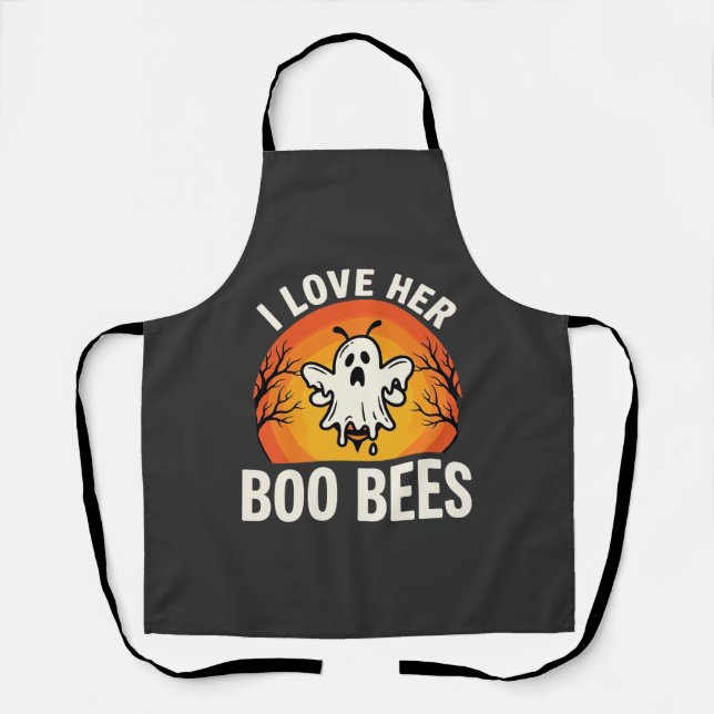 Tablier Boo Bees Halloween Ghost Bee Drôle Design_1 (Recto)