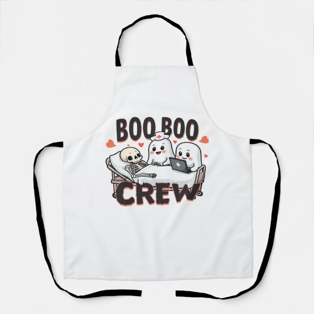 Tablier Boo Boo Crew mignon Halloween Infirmière Fantômes  (Recto)