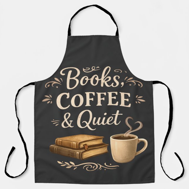 Tablier Books, Coffee & Quiet – Dark Academia Book Lover (Recto)