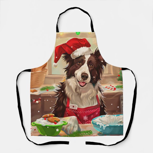 Tablier Border Collie Fait des Gâteaux pour les Fêtes : No (Recto)