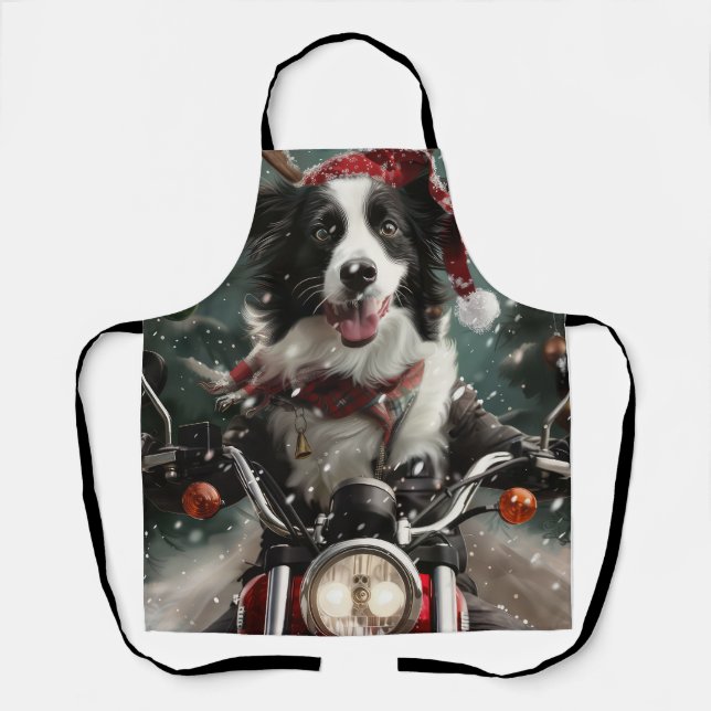 Tablier Bordure Collie Chien équitation Moto Noël (Recto)