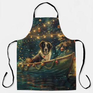 Tablier Bordure Collie Noël Festive Voyage