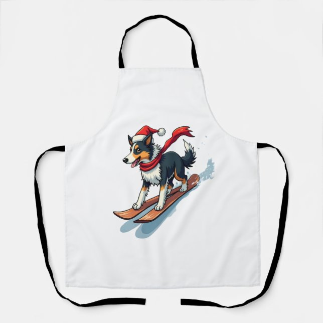 Tablier Bordure Collie Snowboardeur chien (Recto)
