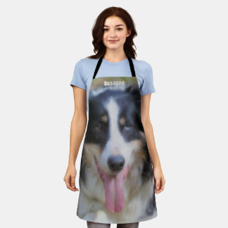 Tablier Bordure Collie visage chien personnalisé