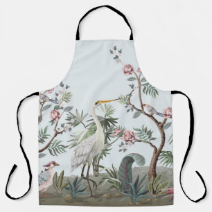Tablier Bordure en style chinoiserie avec cigognes et peon
