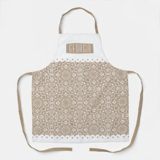 Tablier Bordures à échelles à motif damassé pâle taupe